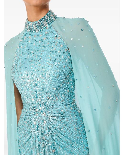Jenny Packham Blue Thea Maxikleid Mit Verziertem Cape