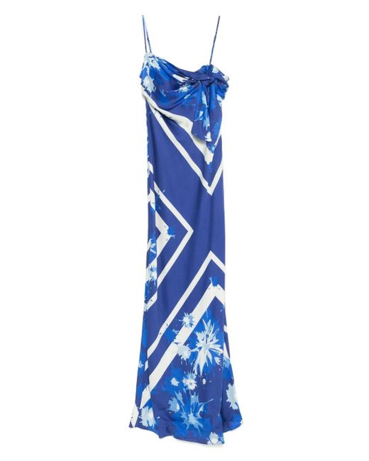 MSGM Blue Printed Maxi Dress