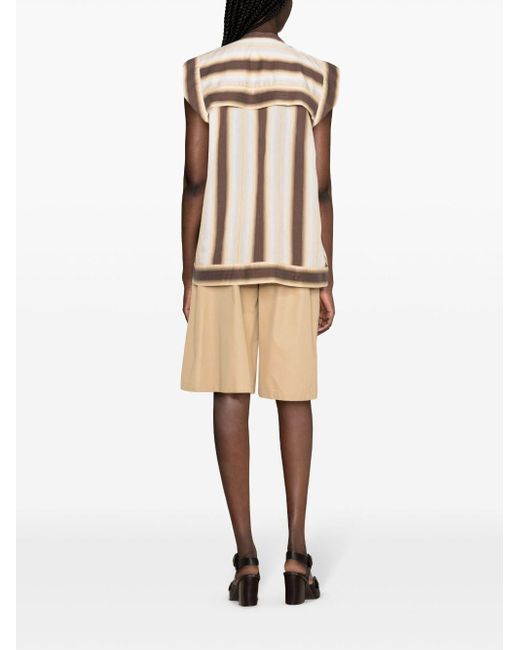 Lemaire Natural Striped Draped Sleeveless Blouse