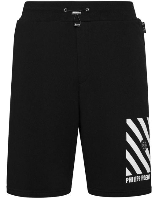 Shorts sportivi con dettaglio a righe di Philipp Plein in Black da Uomo