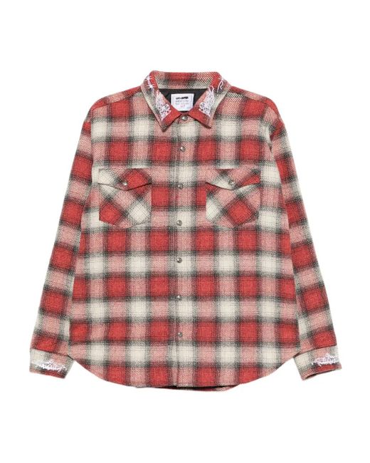 Warren Lotas Red Plaid Shirt Jacket for men