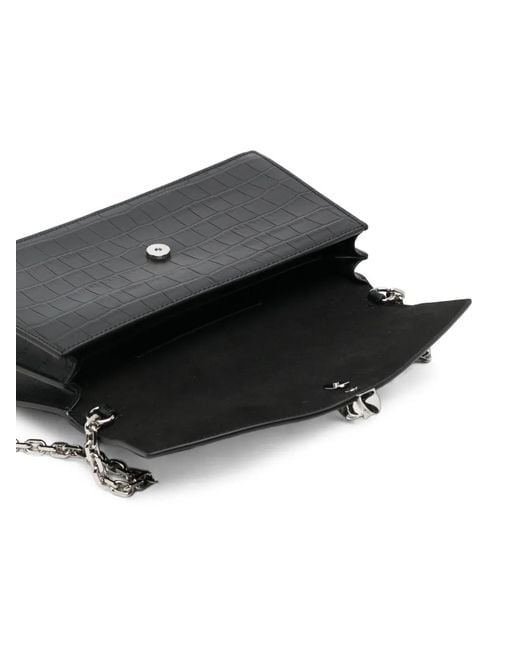 McQueen White Skull Croc-Effect Leather Cross Body Bag