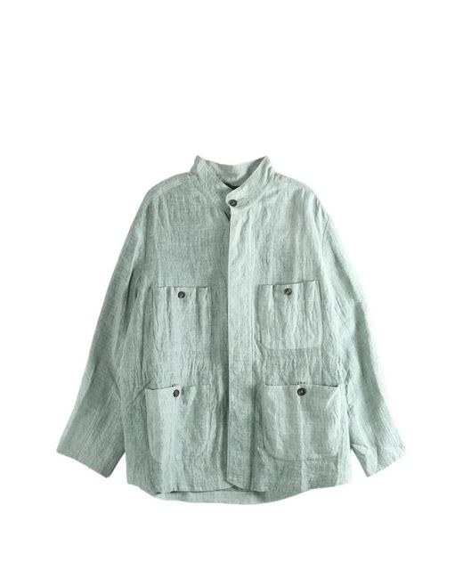 Ziggy Chen Blue Linen Shirt Jacket for men