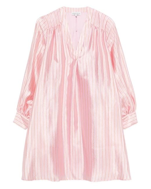 Stine Goya Pink Yorando Stripe V-Neck Dress