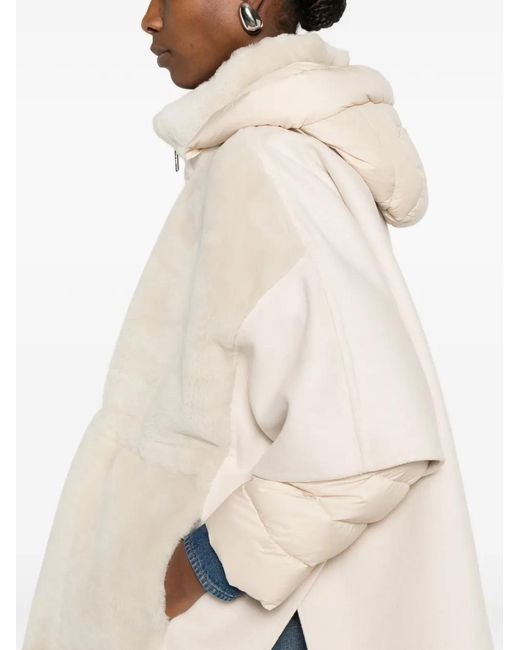 Moorer White Zip-Fastening Hooded Coat