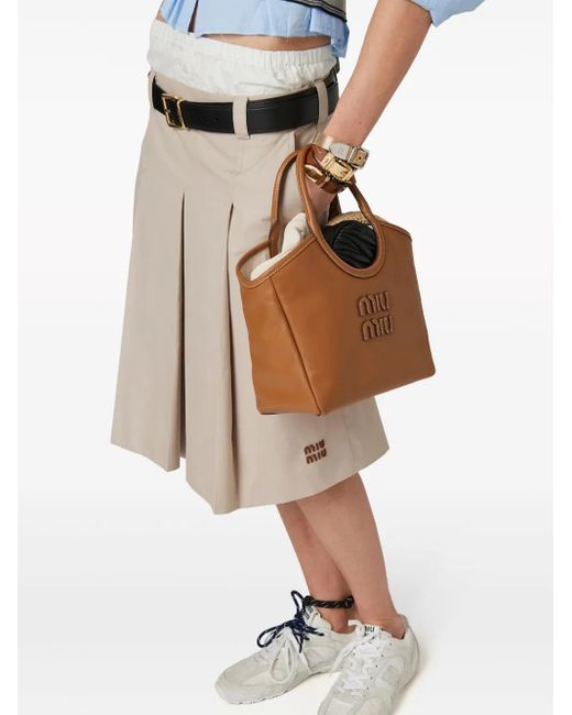 Gonna A Pieghe di Miu Miu in Natural