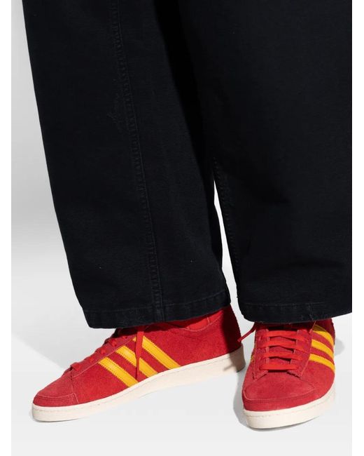 Adidas Red Jabbar Stripes High-Top Trainers