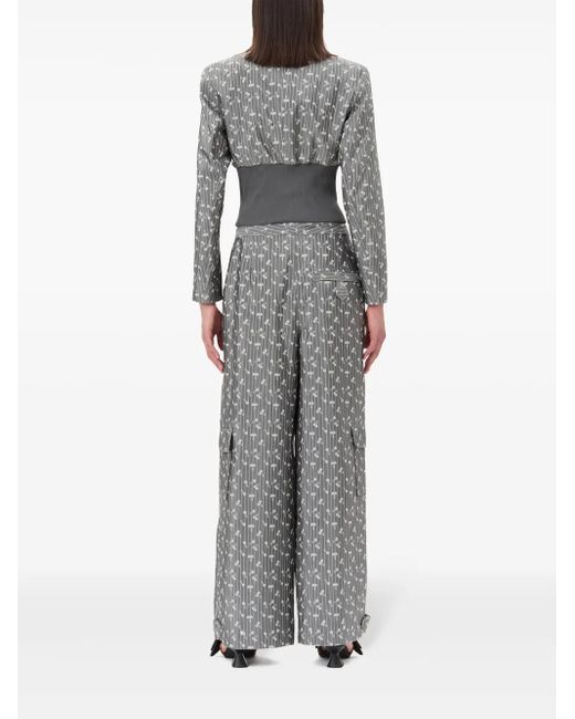 Ganni ジャカード クロップドジャケット Gray