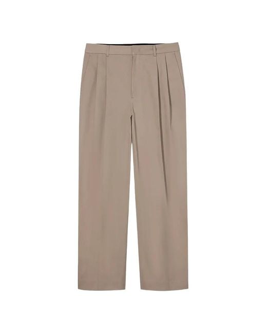 DUNST Natural Pleated Straight-Leg Trousers for men