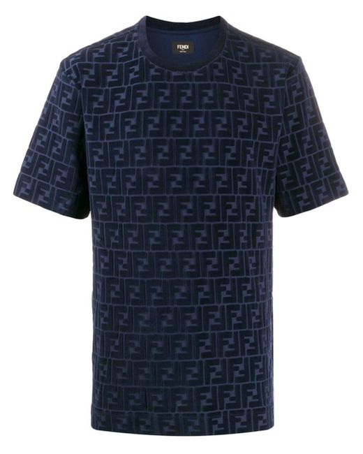 Fendi Blue Velvet Monogram T-shirt for men