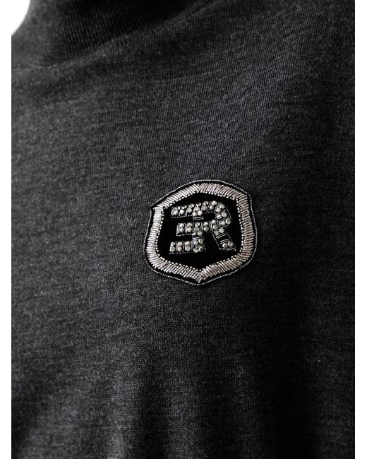 ERMANNO FIRENZE Black Rollkragenpullover Mit Logo-Patch
