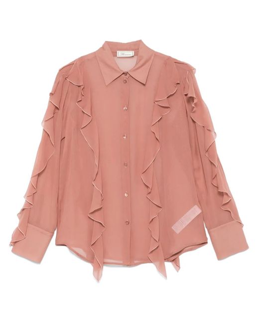 Blumarine ラッフル シルクシャツ Pink