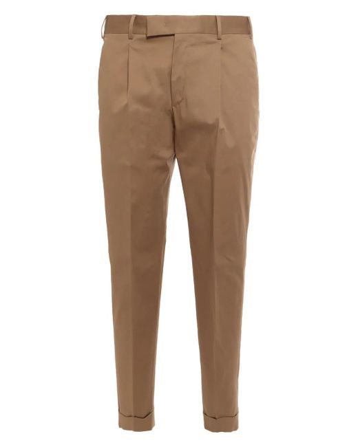 PT Torino Broek Met Geplooid Detail En Zak in het Natural voor heren