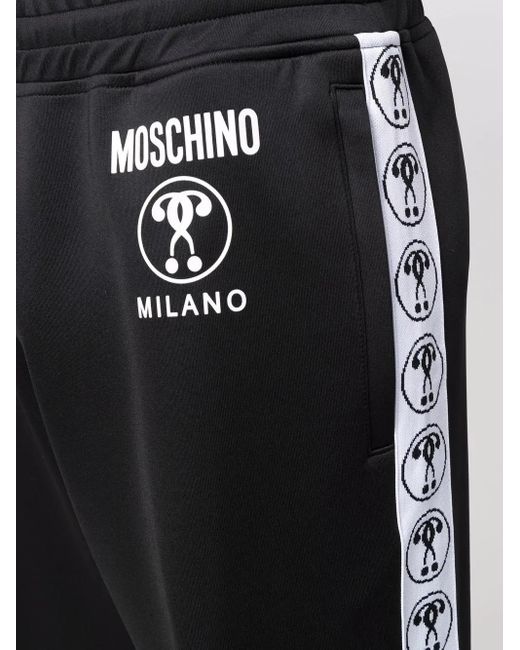 Moschino Blue Black Logo-tape Bermuda Shorts for men