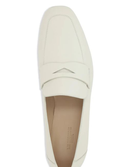 Le Monde Beryl White Leather Loafers