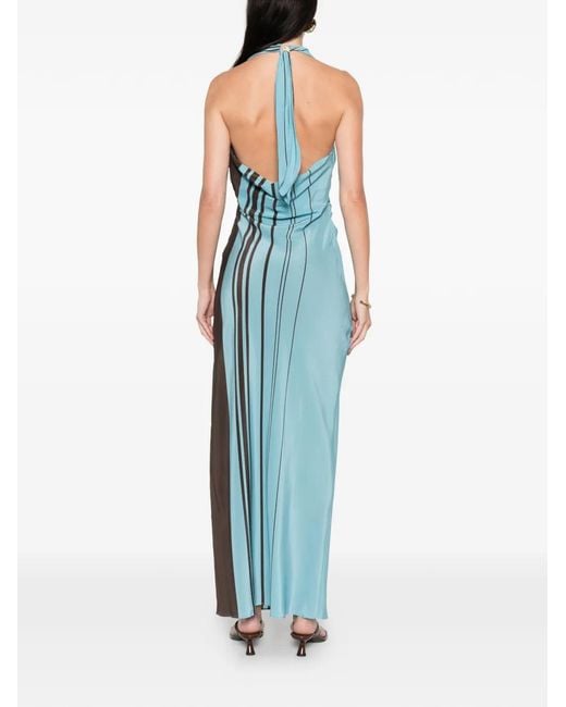 Sir Blue Striped Halterneck Maxi Dress