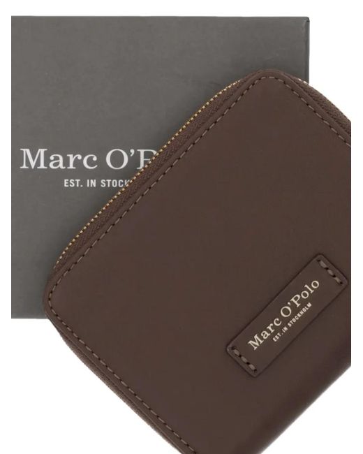 Marc O' Polo Brown Logo-Patch Zip-Around Wallet