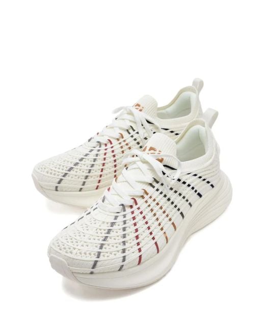 Athletic Propulsion Labs White Techloom Zipline Striped Knit Sneakers