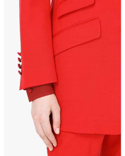 Dolce & Gabbana Red Single-Breasted Silk-Blend Blazer