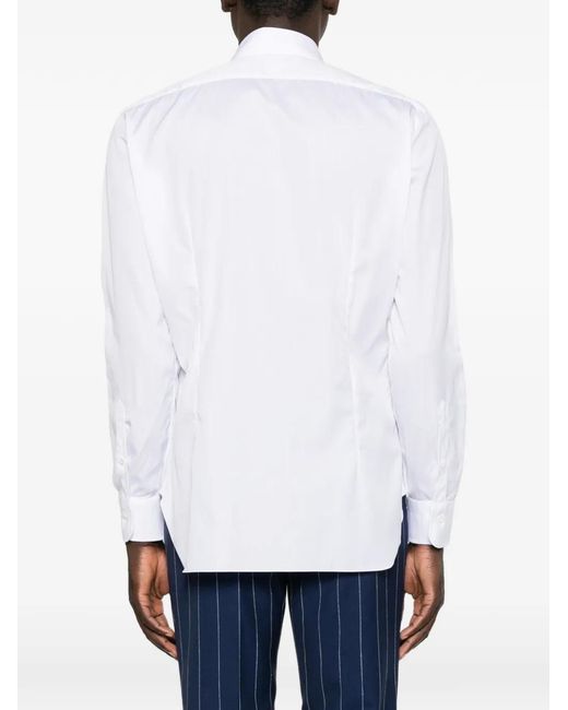 Barba Napoli White Long-Sleeve Button-Up Shirt for men