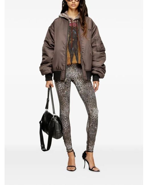 DIESEL Gray Meredith-Utlt Leopard-Print Leggings