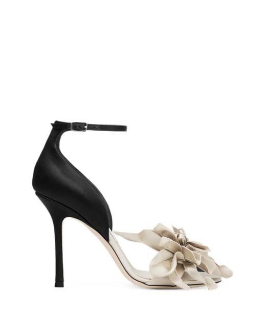 Jimmy Choo White Coko Flower-Embellished Ankle-Strap Sandals