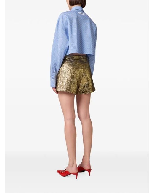 MSGM Natural Brocade-Effect Wrap Shorts