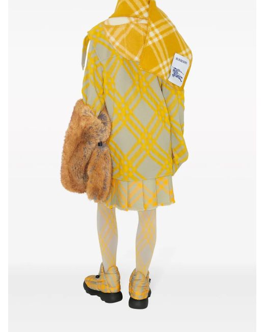 Burberry Yellow Check-Pattern Wool-Blend Shirt