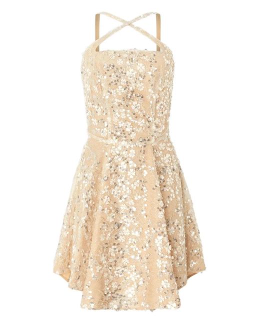 Genny Natural Minikleid Mit Pailletten