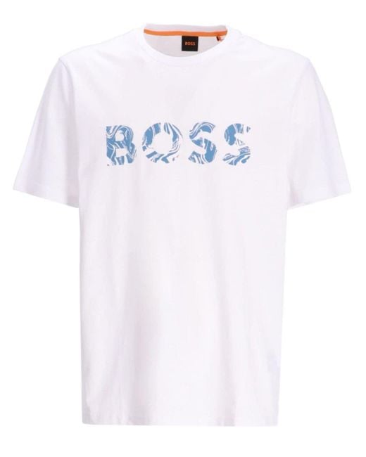 Boss White Logo-print T-shirt for men