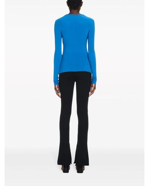Off-White c/o Virgil Abloh Blue Logo-Print Draped Top
