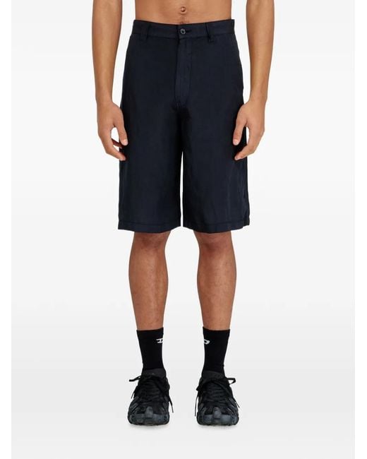 DIESEL Blue Buttoned Five-Pocket Shorts for men