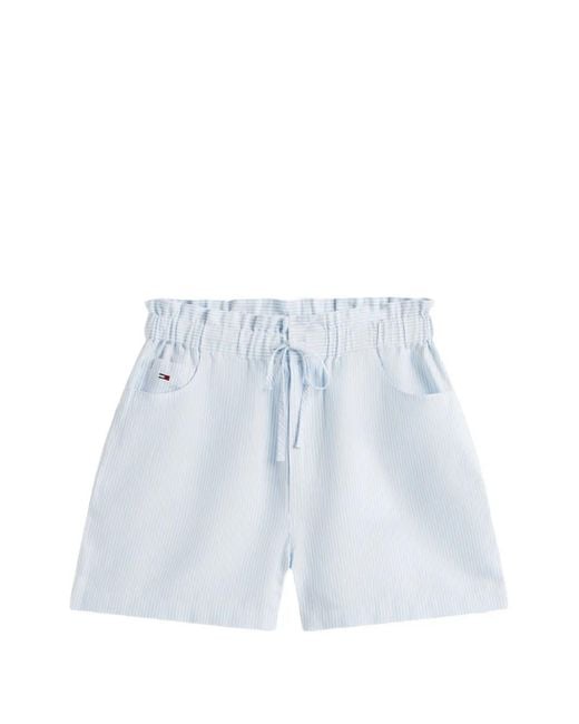 Tommy Hilfiger Blue Striped-Pattern Drawstring-Fastening Shorts
