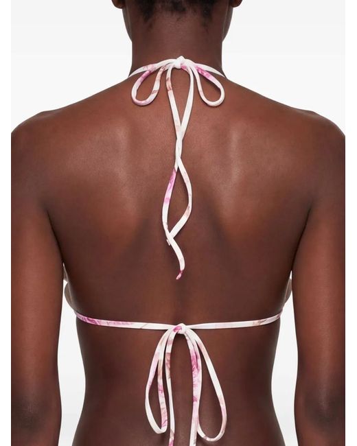 Magda Butrym Pink Floral-Print Bikini Top