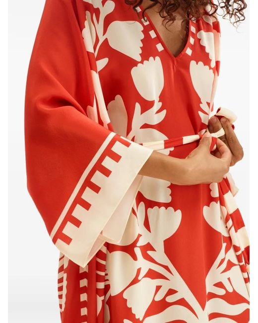 Eres Red Holi V-Neck Kaftan