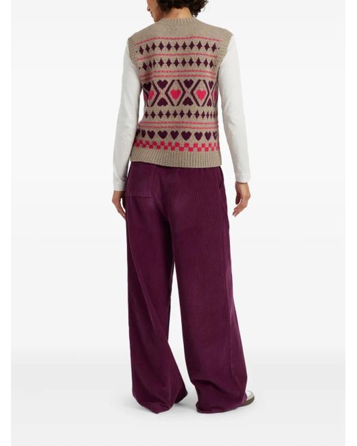 Chinti & Parker Pink Heart-Pattern Wool Knit Vest