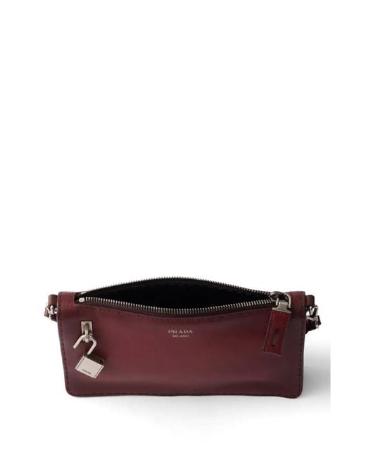 Prada Purple Antiqued Leather Pouch for men