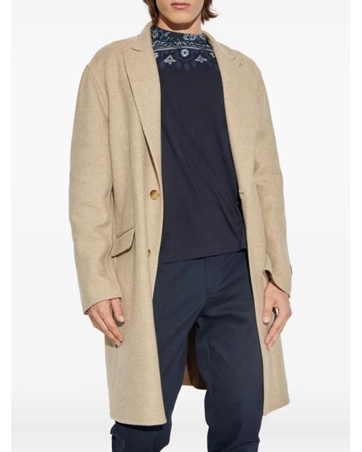 Etro Natural Three-Button Wool Coat for men
