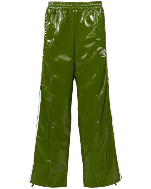 Doublet Green Laminate Track Embroidered Track Pants for men