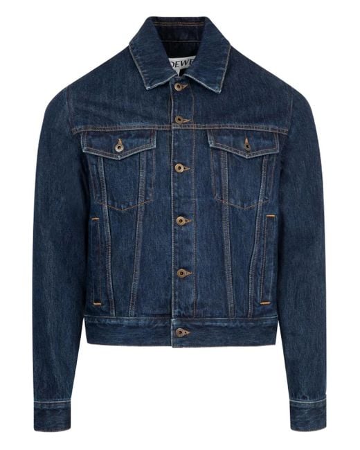 Giacca Denim Hybrid Con Inserti di Loewe in Blue da Uomo