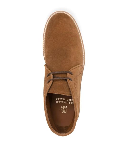 Brunello Cucinelli Brown Lace-up Suede Boots for men
