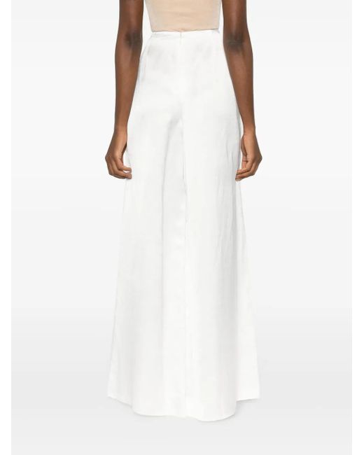 Ralph Lauren White Satin Wide-Leg Trousers