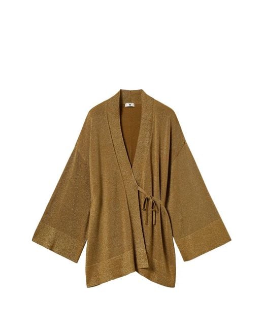 Twinset Natural Kimono-Style Cardigan With Lurex