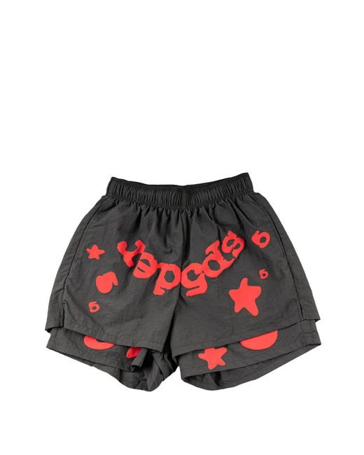 Sp5der Red Beluga Double-Layer Shorts for men