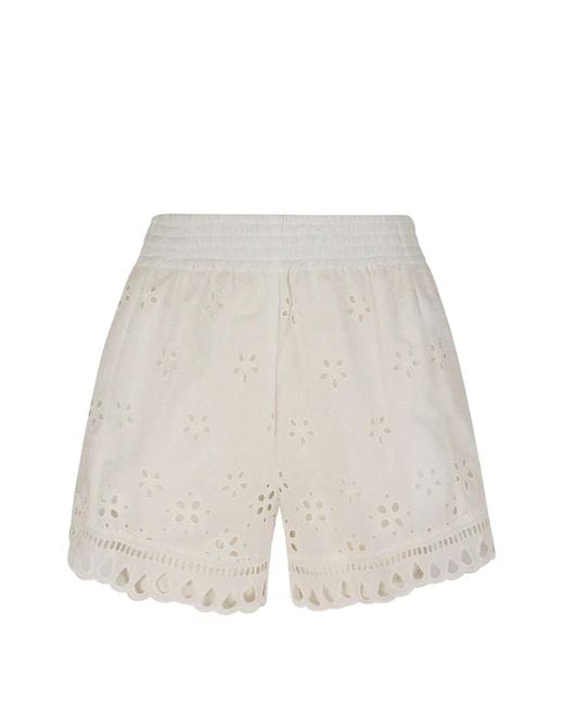 Ermanno Scervino White Short Festonné À Broderie Anglaise
