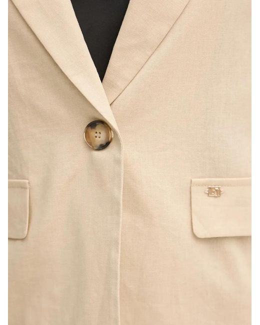 GAUDI Natural Single-Breasted Notched-Lapels Blazer