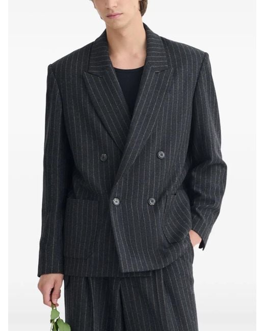Nanushka Blue Anselm Pinstripe Double-Breasted Blazer for men