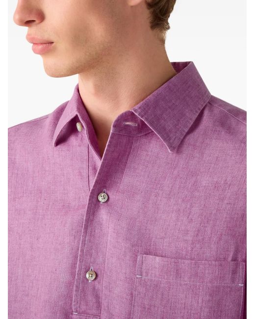 Zegna Purple Linen Polo Shirt for men