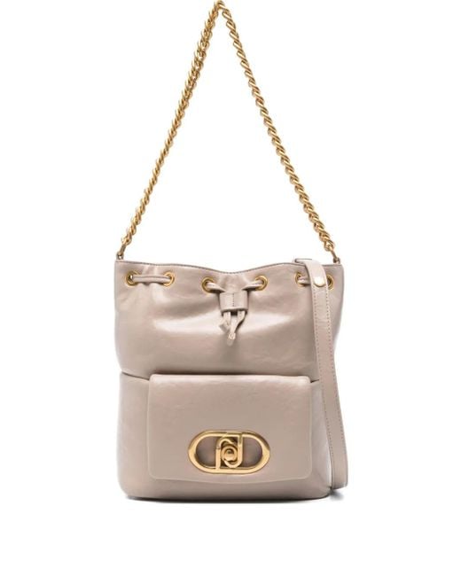 Liu Jo White Drawstring Chain-Strap Shoulder Bag