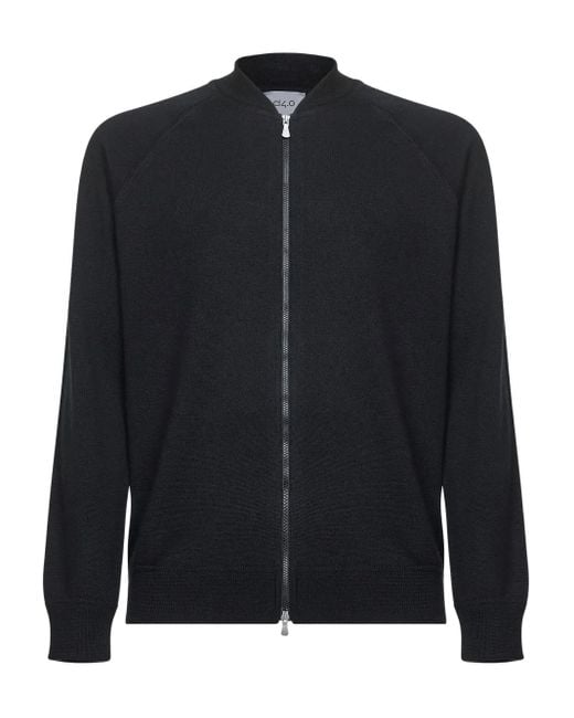 D4.0 Black Zipped Raglan-Seleeve Cardigan for men